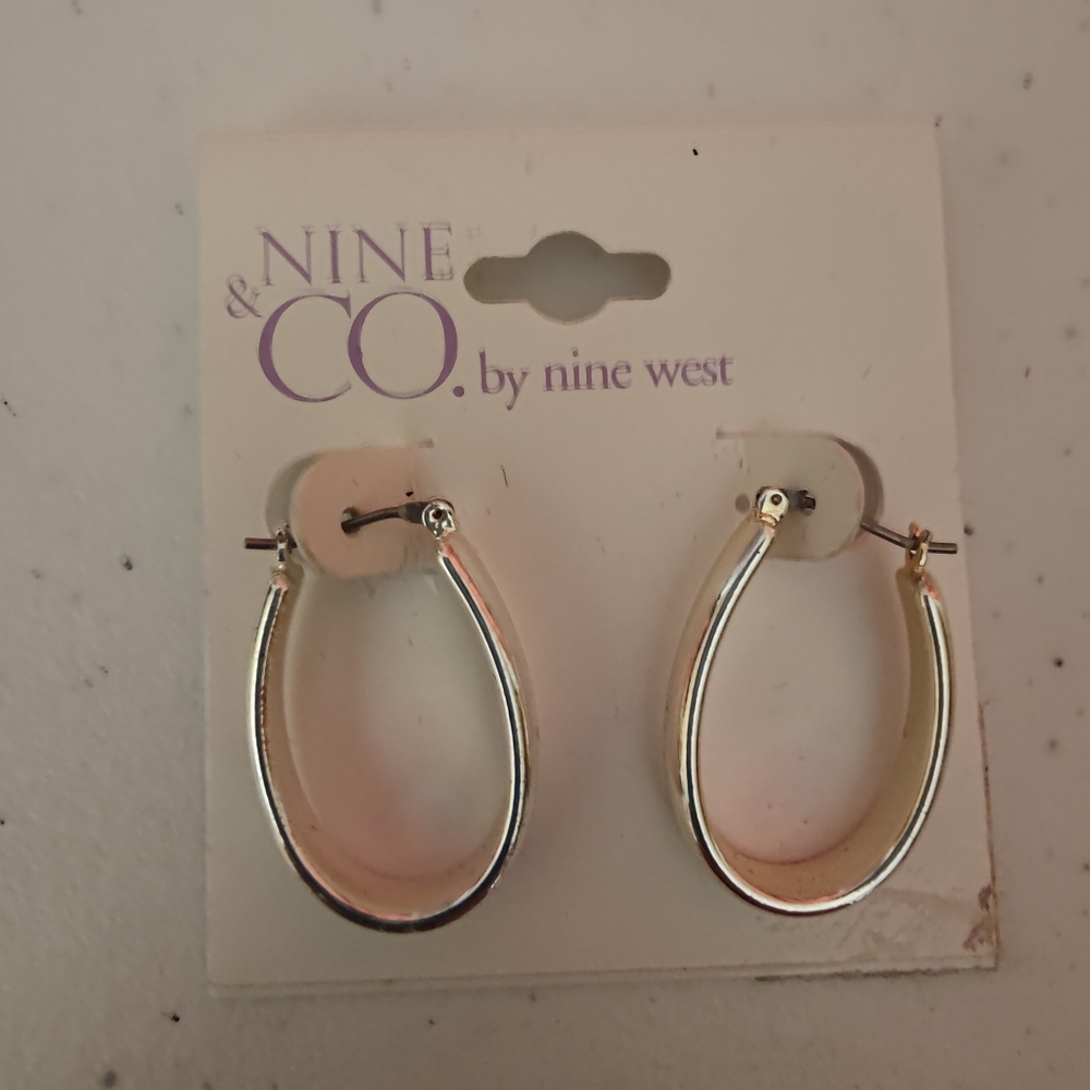 Nine & Co, by Nine West- silver-tone medium hoop earrings- New!